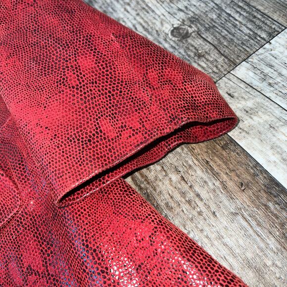 Vintage Y2K Red Genuine Leather Snakeskin Print Blazer Jacket Plus Size 3X - Picture 9 of 10